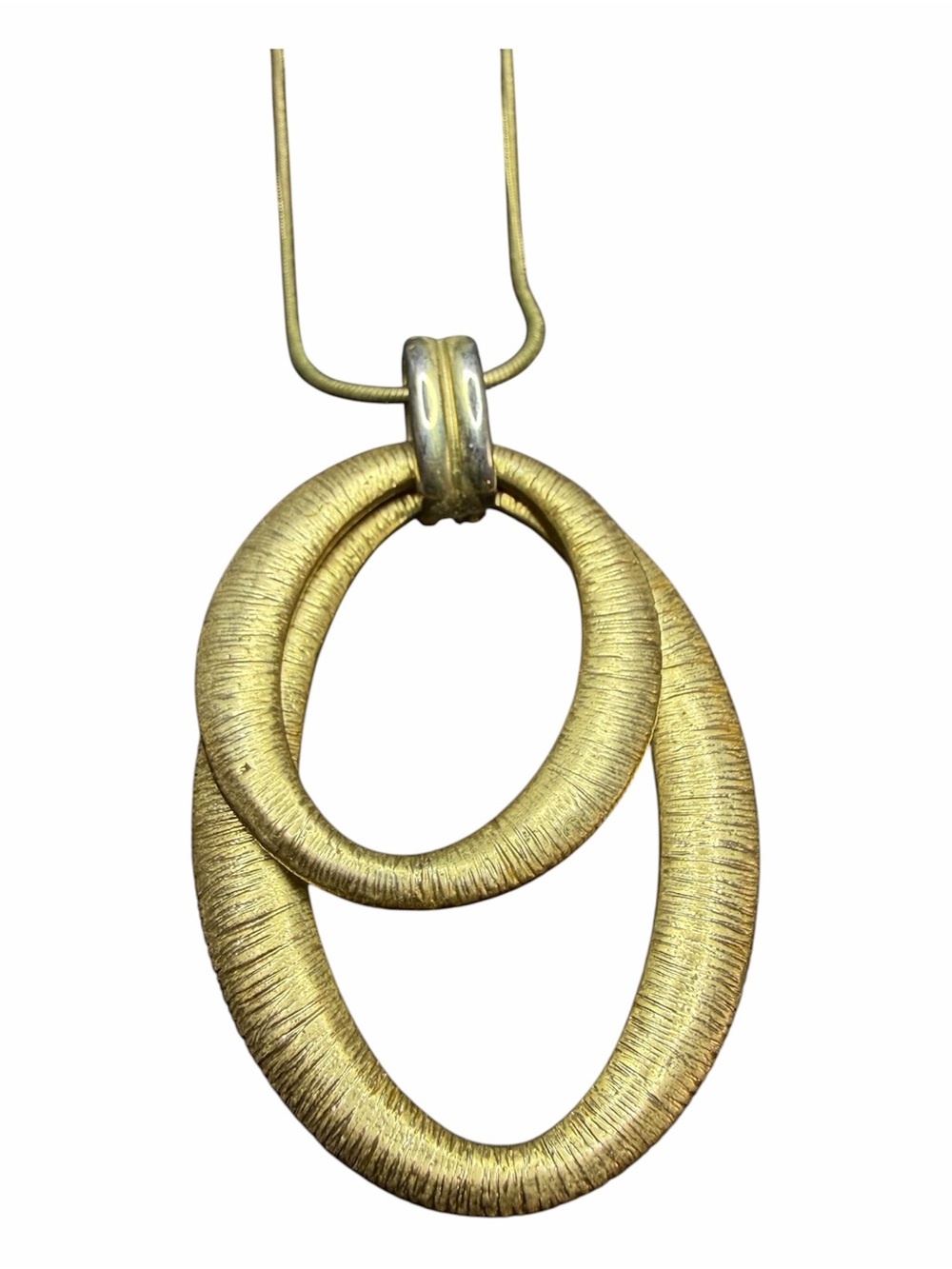 Vintage Worthington Gold tone Double Oval Pendant Necklace